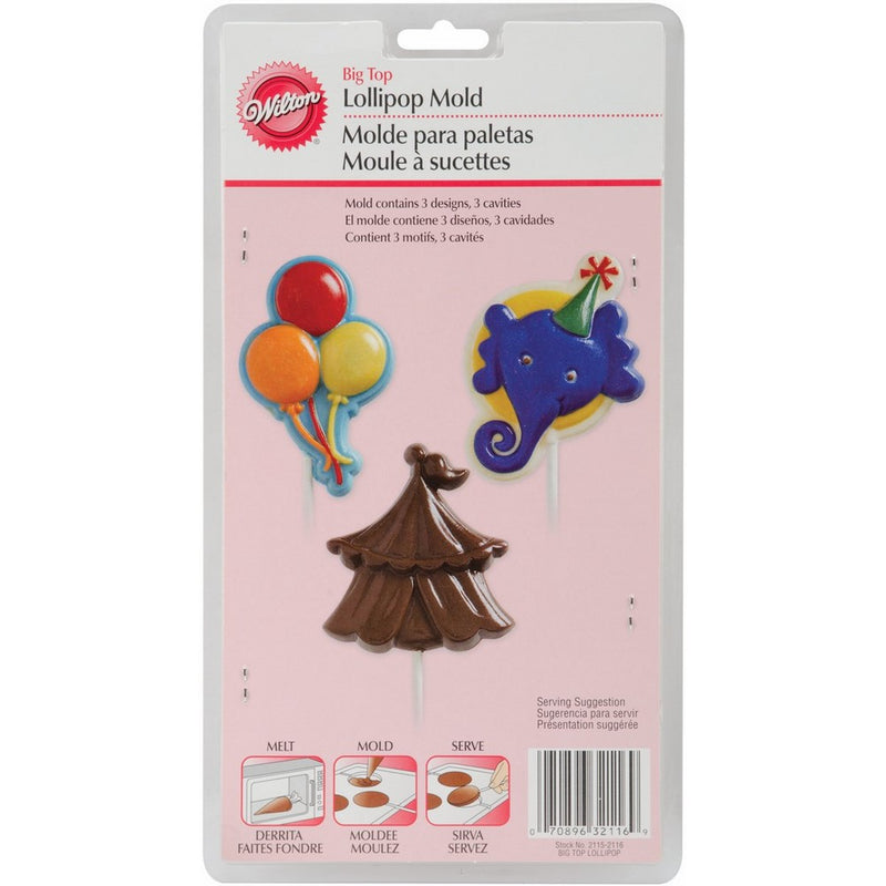 Wilton 2115-2116 Lollipop Mold, Big Top 3 Cavities/3 Designs