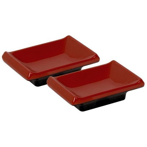 PAO! Red And Black Asian Sauce Dipping Dishes, Set Of 2