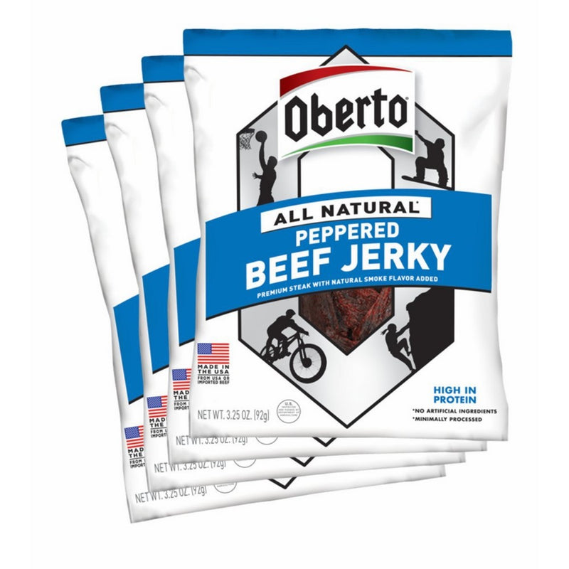 Oberto All-Natural Peppered Beef Jerky, 3.25 Ounce (Pack of 4)