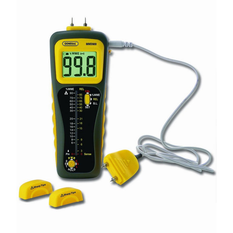 General Tools MMD900 Moisture Meter, Pin Type or Pinless, Deep Sensing with Remote Probe