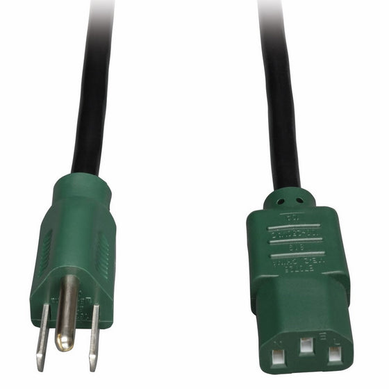 Tripp Lite Standard Computer Power Cord 10A,18AWG (NEMA 5-15P to IEC-320-C13 with Green Plugs) 4-ft.(P006-004-GN)