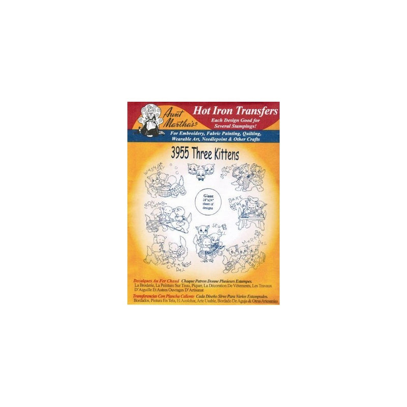 Three Kittens Aunt Martha's Hot Iron Embroidery Transfer