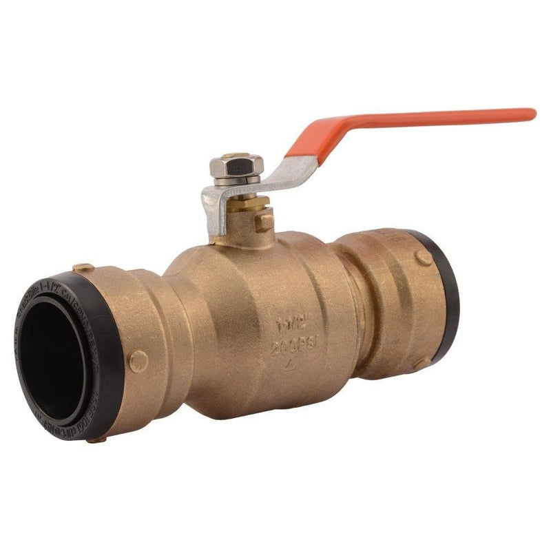 SharkBite Ball Valve 1 1/2 Inch Water Valve Shut Off, SBBV41A, Large Diameter, Push-to-Connect, PEX, Copper, CPVC, PE-RT