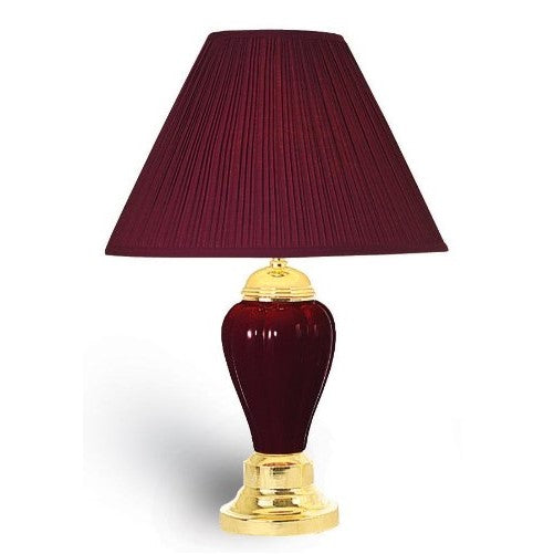 OK Lighting Burgundy Ceramic Table Lamp