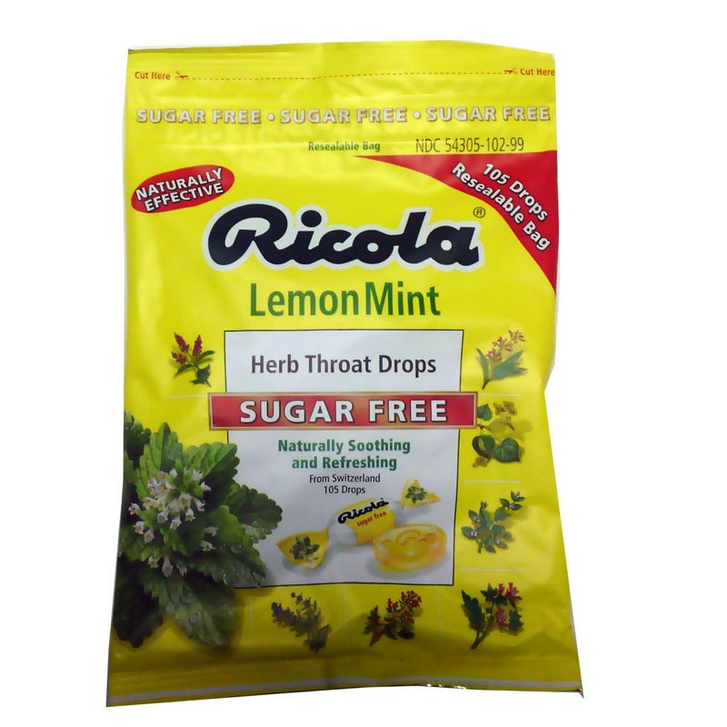 Ricola Herbal Throat Drops Lemon Mint Sugar Free 105 Drops