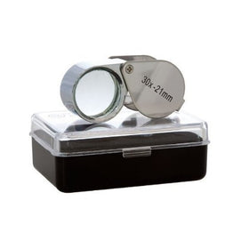 LuckyStone Mini Microscope Jewelers Eye Loupe Magnifier Magnifying Glass Powerful Doublet, Chrome Plated, Round Body Jewelry Loupe, 21 mm, Silver