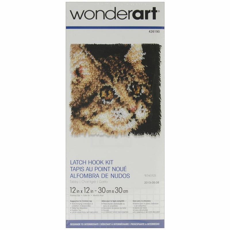 Wonderart Tabby Latch Hook Kit, 12" X 12"