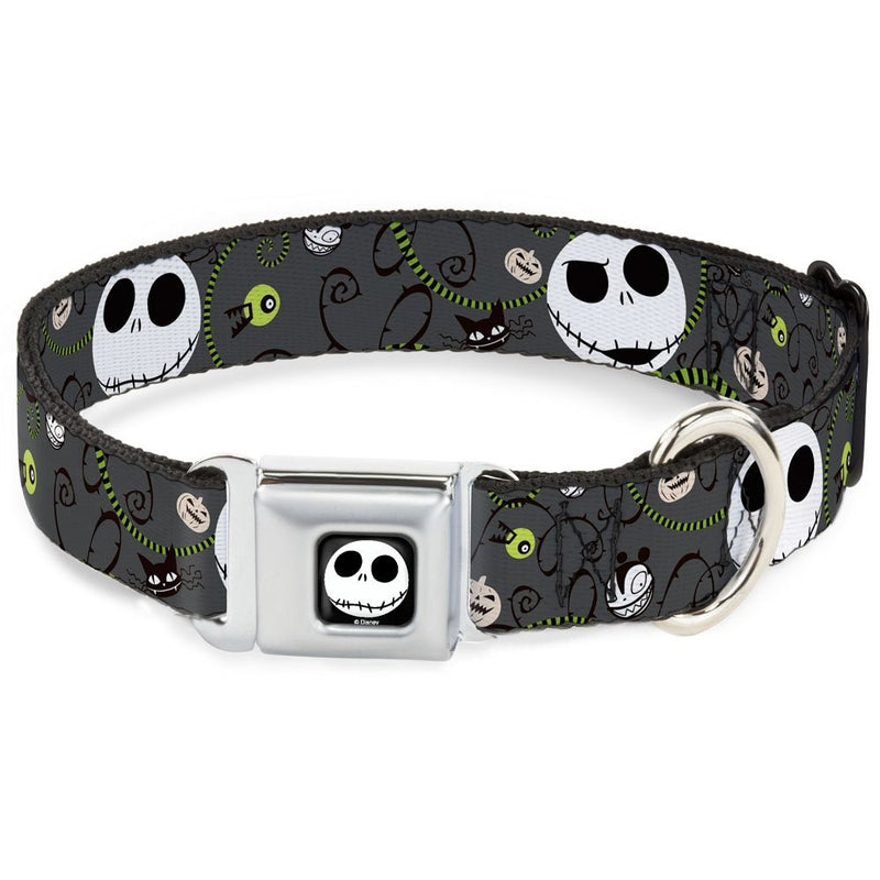 Buckle Down Seatbelt Buckle Dog Collar - NBC Jack Expressions/Halloween Elements Gray - 1" Wide - Fits 15-26" Neck - Large