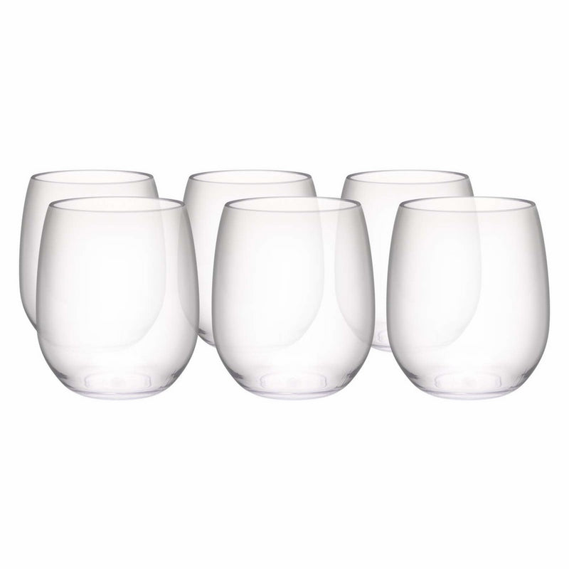 Zak Designs Trinity 15 oz. Plastic Wine Glass, Clear, 6 piece set
