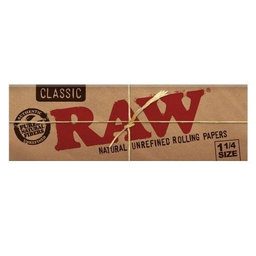 Raw Unrefined Classic 1.25 1 1/4 Size Cigarette Rolling Papers, 6 Packs