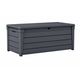 Keter Brightwood 120 Gallon Outdoor Garden Patio Storage Furniture Deck Box, Anthracite