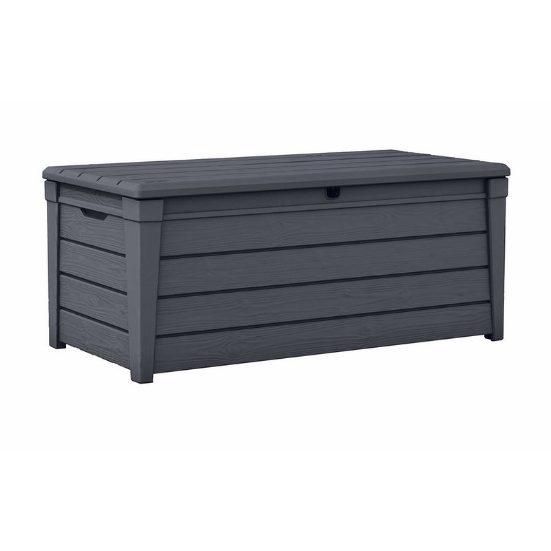 Keter Brightwood 120 Gallon Outdoor Garden Patio Storage Furniture Deck Box, Anthracite