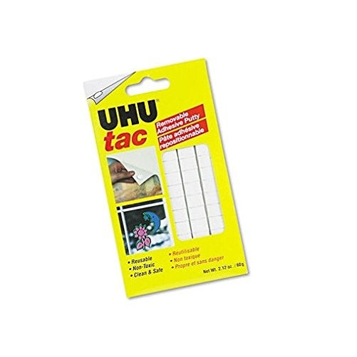 Tac Adhesive Putty, Removable/Reusable, Nontoxic, 2.12 oz, 80 pieces/Pack, 2 Packs