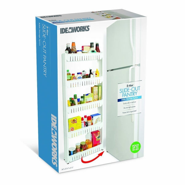 Slim Slide-Out 5-Tier Storage Tower - Ideal in Your Kitchen, Bath and Laundry Rooms!