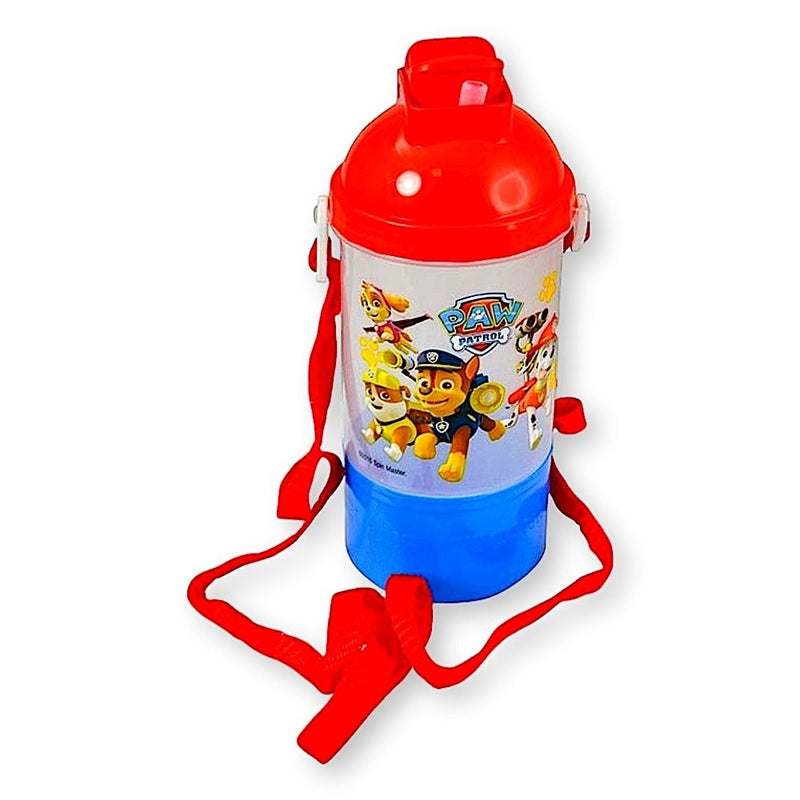 Paw Patrol Rock N Sip N Snack Canteen 15 Ounce Water Bottle With Hidden Snack Compartment, Built-in Straw and Handy Carry Strap