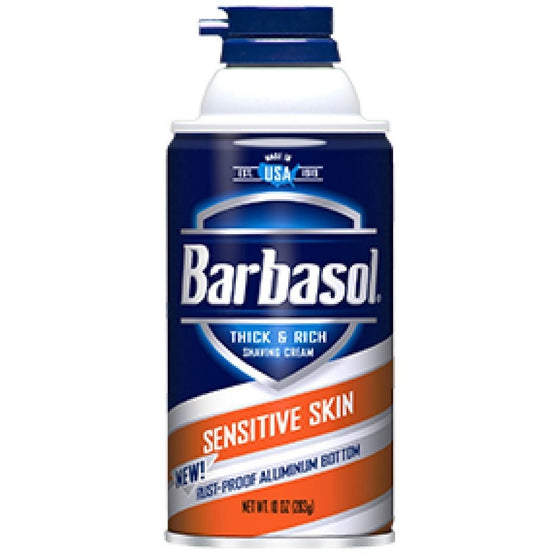 Barbasol Thick & Rich Shaving Cream, Sensitive Skin 10 oz (Pack of 4)