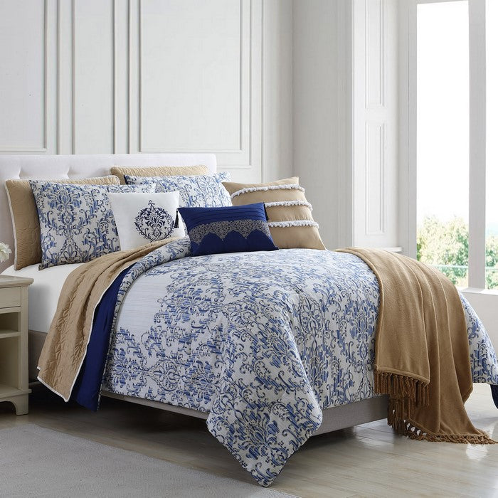 Andria 10 Piece Printed Queen Comforter and Coverlet Set The Urban Port, Multicolor
