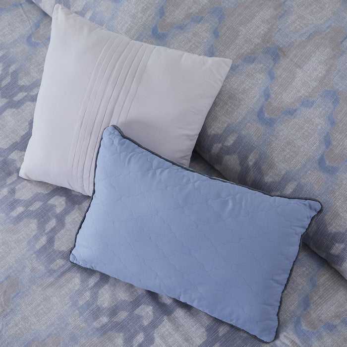 Andria 10 Piece King Size Comforter and Coverlet Set The Urban Port, Blue and Gray