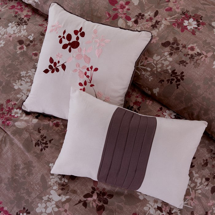 Andria 10 Piece King Size Comforter and Coverlet Set The Urban Port, Brown and Pink