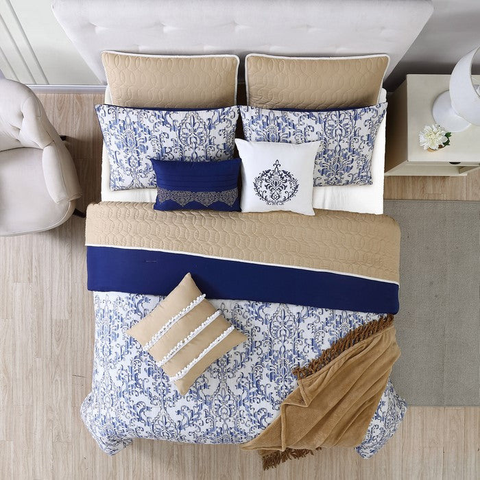 Andria 10 Piece King Size Reversible Comforter and Coverlet Set The Urban, Multicolor
