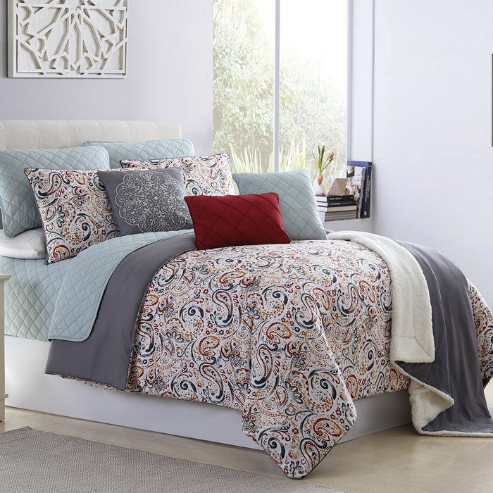 Monza 10 Piece Queen Reversible Comforter and Coverlet Set The Urban, Multicolor