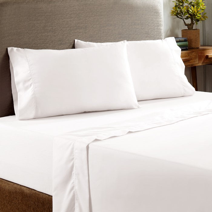 Prato 3 Piece Twin Size Cotton Sheet Set with 400 Thread Count The Urban Port, White