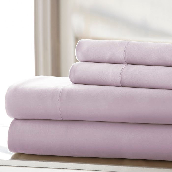 Parma Wrinkle Free 4 Piece Queen Size Cotton Sheet Set The Urban Port, Purple
