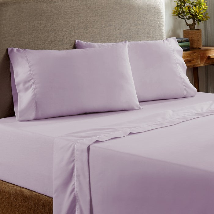 Prato 4 Piece Full Size Cotton Sheet Set with 400 Thread Count The Urban Port, Purple
