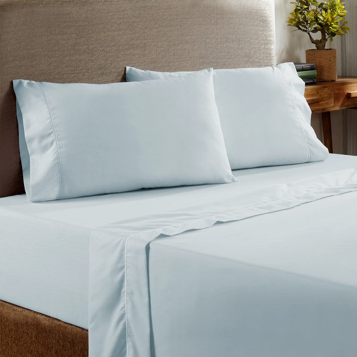 Prato 4 Piece Full Cotton Sheet Set with 400 Thread Count The Urban Port, Aqua Blue