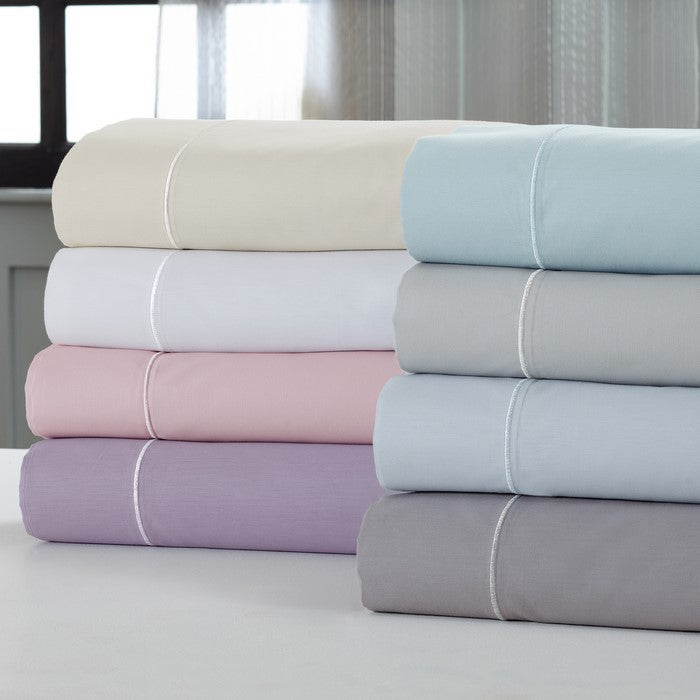 Prato 4 Piece Full Size Cotton Sheet Set with 400 Thread Count The Urban Port, Silver