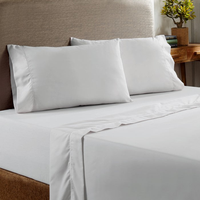 Prato 4 Piece Queen Size Cotton Sheet Set with 400 Thread Count The Urban Port, Silver