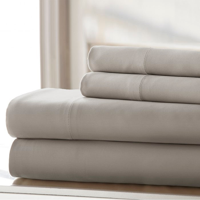 Parma Wrinkle Free 4 Piece King Size Cotton Sheet Set The Urban Port, Gray