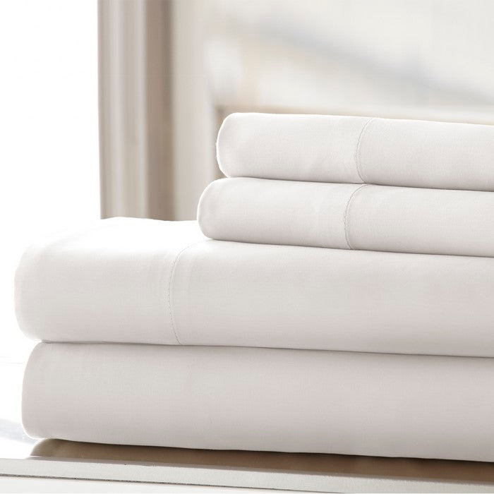 Parma Wrinkle Free 4 Piece King Size Cotton Sheet Set The Urban Port, White