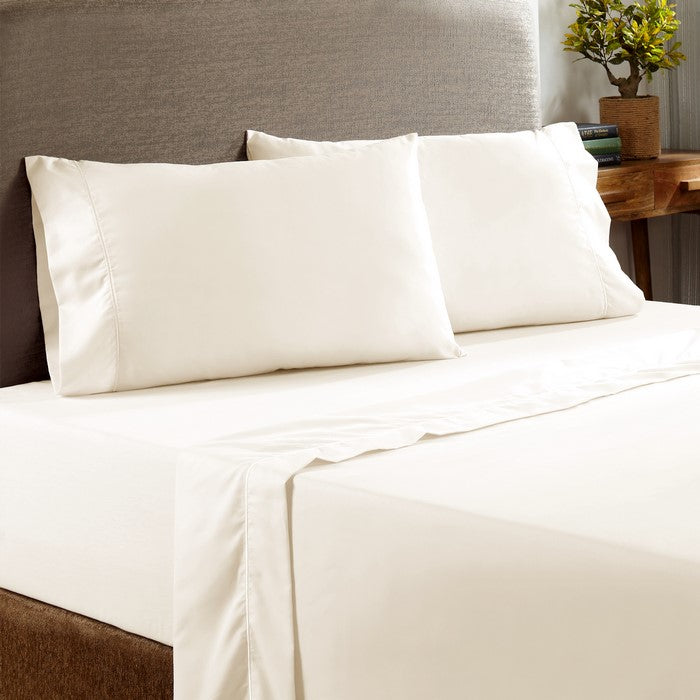 Prato 4 Piece Deep Pocket California King Sheet Set in Cotton The Urban Port, Cream