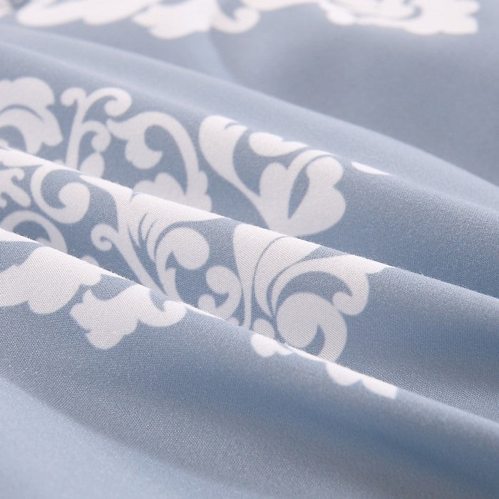 Bari 3 Piece Reversible Queen Size Printed Comforter Set The Urban Port,Blue and Gray