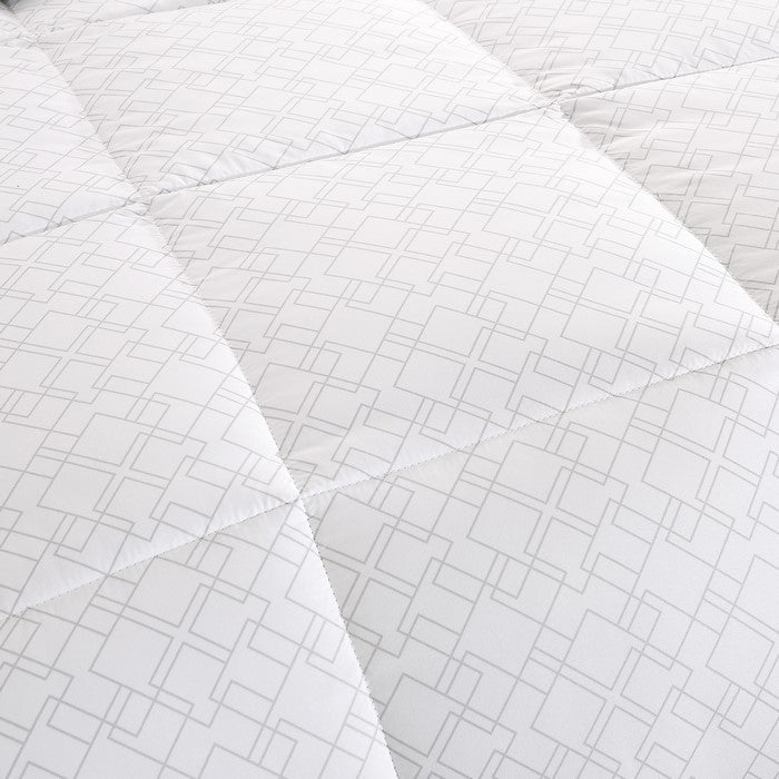 Bari 3 Piece Geo Print Reversible Queen Comforter Set The Urban Port, White and Gray