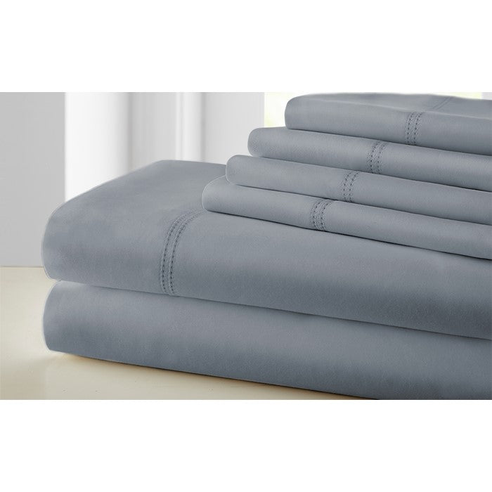 Tours 6 Piece California King  Sheet Set with Double Hem The Urban Port, Slate Gray