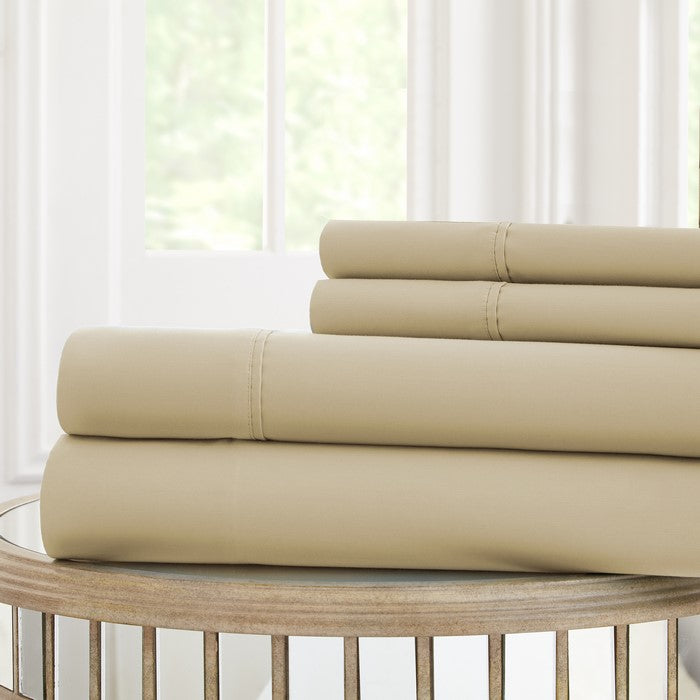 Forli 4 Piece Microfiber Twin Sheet Set with Nano Technology The Urban Port, Beige