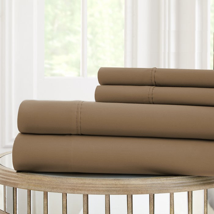 Forli 4 Piece Microfiber Twin Sheet Set with Nano Technology The Urban Port, Brown