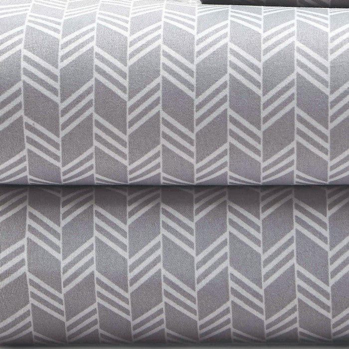 Calais 8 Piece Herringbone and Solid Queen Sheet Set The Urban Port, Gray and White