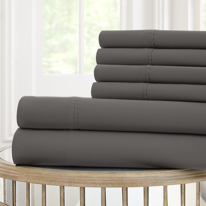 Forli 6 Piece Microfiber Full Sheet Set with Nano Technology The Urban Port,Dark Gray
