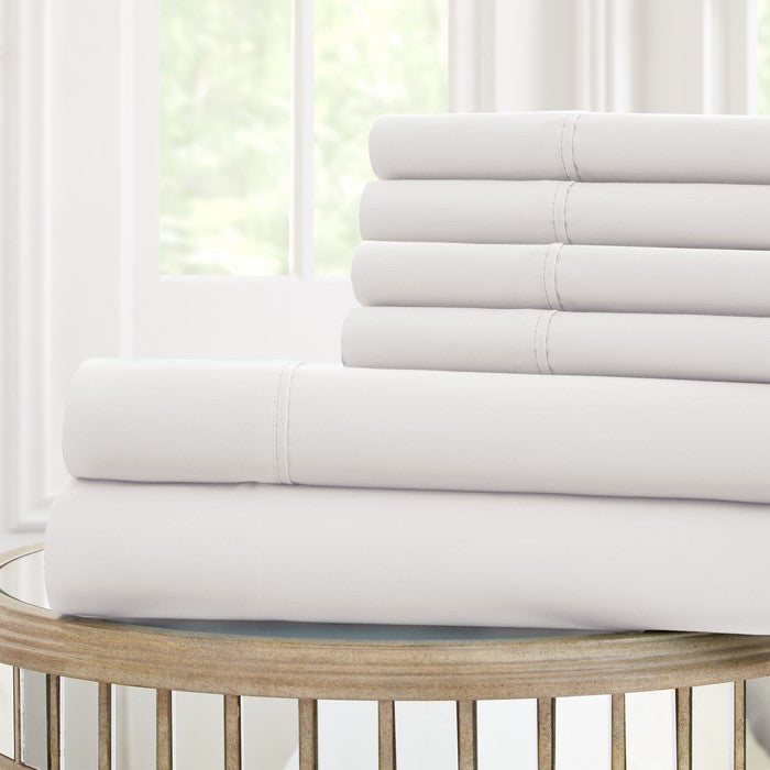 Forli 6 Piece Microfiber Full Sheet Set with Nano Technology The Urban Port, White