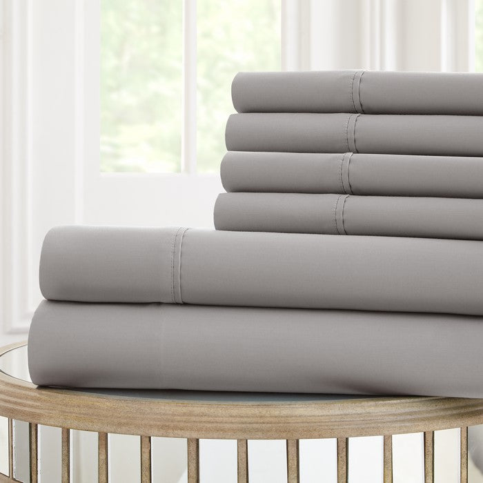 Forli 6 Piece Microfiber Queen Sheet Set with Nano Technology The Urban Port, Gray