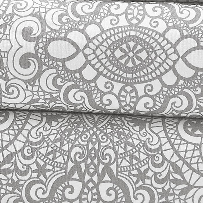 Nantes 8 Piece Printed and Solid California King Sheet Set The Urban Port, Gray and White