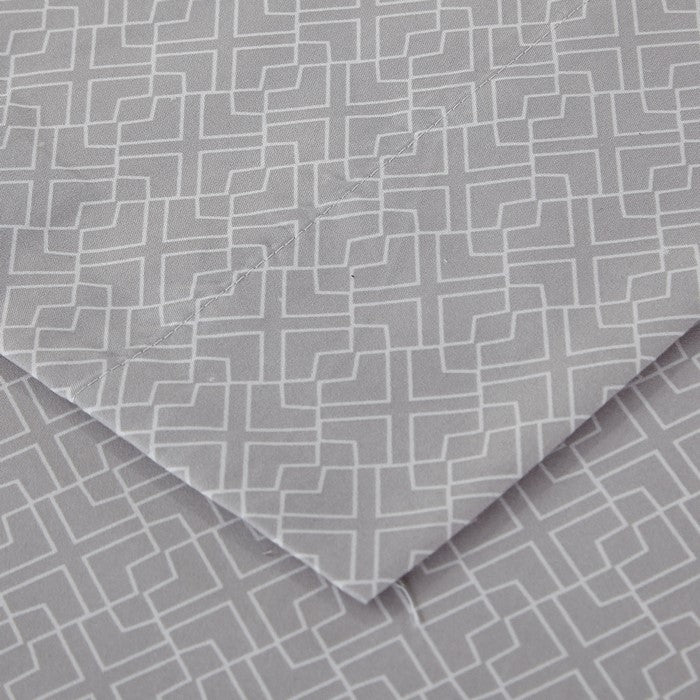 Nantes 8 Piece Printed and Solid King Size Sheet Set The Urban Port, Gray