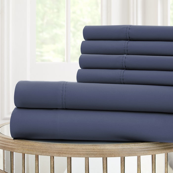 Forli 6 Piece Microfiber King Sheet Set with Nano Technology The Urban Port, Blue