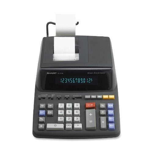 EL-2196BL Desktop Calculator, 12-Digit Fluorescent, 2-Color Printing, Black/Red