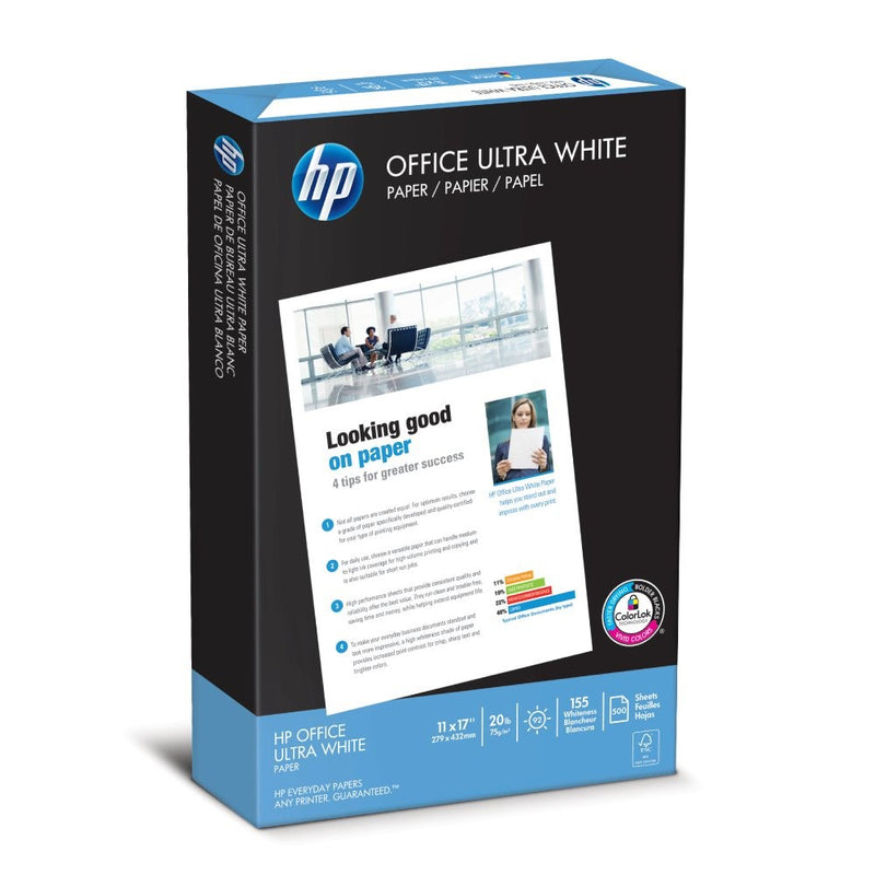 HP Printer Paper, Office20, 11 x 17, Ledger, 92 Bright, 500 Sheets/1 Ream (172000R) Made In The USA