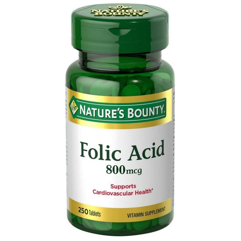 Nature's Bounty Folic Acid 800 mcg Tablets Maximum Strength 250 ea