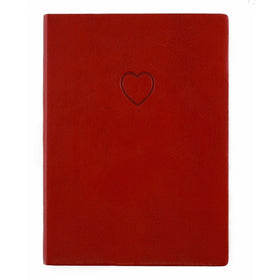 Red Embossed Heart Writing Journal - Lined Pages